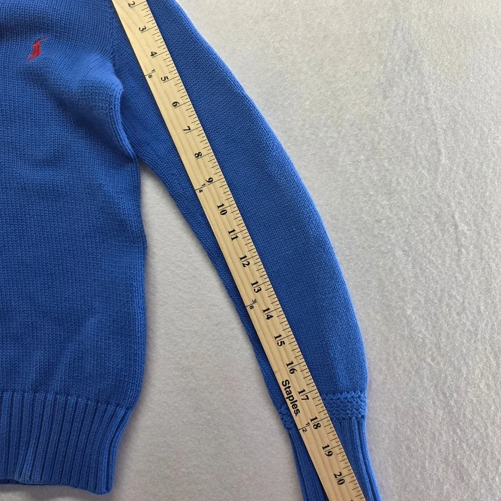 Ralph Lauren Kids Blue Shawl Collar Sweater Cotton Knit‎ Embroidered Pony S/P